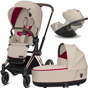 Cybex Priam III Ferrari с автокреслом Cloud Z | 3-в-1 (Silver Grey на шасси Rosegold)