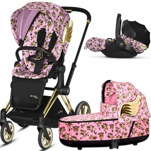 Cybex Priam III Jeremy Scott Cherubs с автокреслом Cloud Q | 3-в-1 (FE JS Cherubs Pink)