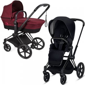 Cybex Priam III со спальным блоком LUX | 2-в-1 (Infra Red I Premium Black на шасси Matt Black 2019)