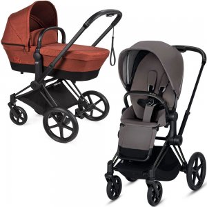 Cybex Priam III со спальным блоком LUX | 2-в-1 (Autumn Gold | Manhattan Grey на шасси Matt Black 2019)