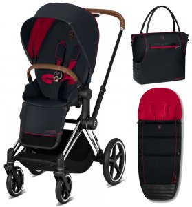 Cybex Priam III Ferrari (Victory Black на шасси Chrome + Накидка и сумка)