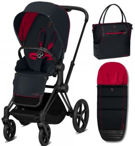 Cybex Priam III Ferrari (Victory Black на шасси Matt Black + Накидка и сумка)