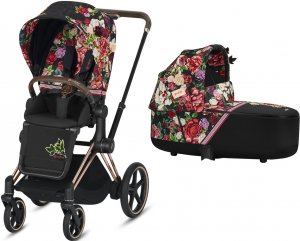 Cybex Priam III Spring Blossom | 2-в-1 (Spring Blossom Dark на шасси Rosegold)