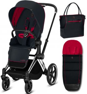 Cybex Priam III Ferrari (Victory Black на шасси Chrome Black + Накидка и сумка)
