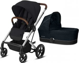 Cybex Balios S | 2-в-1 (LUX Deep Black на шасси Silver с дождевиком | Cot S Lavastone Black)