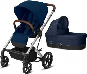 Cybex Balios S | 2-в-1 (LUX Navy Blue на шасси Silver с дождевиком | Cot S Denim Blue)