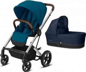 Cybex Balios S | 2-в-1 (LUX River Blue на шасси Silver с дождевиком | Cot S Denim Blue)