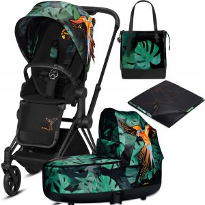Cybex Priam III Birds of Paradise | 2-в-1 (Birds of Paradise на шасси Matt Black с сумкой и одеялом)
