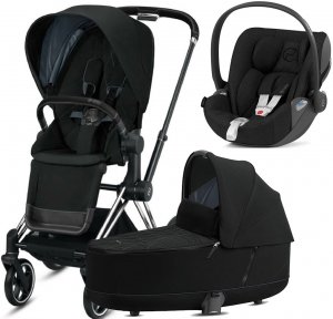 Cybex Priam III с автокреслом Cloud Z | 3-в-1 (Deep Black на шасси Chrome Black (Cloud Plus))