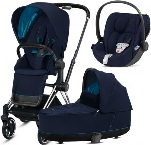 Cybex Priam III с автокреслом Cloud Z | 3-в-1 (Nautical Blue на шасси Chrome Black (Cloud Plus))