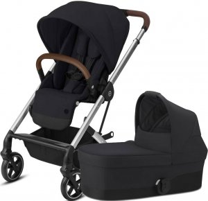 Cybex Balios S LUX | 2-в-1 (Deep Black на шасси Silver (с дождевиком прогулочного блока))