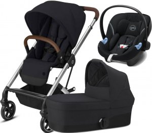 Cybex Balios S с автокреслом Aton M i-size | 3-в-1 (LUX Deep Black на шасси Silver)