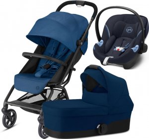 Cybex Eezy S+ 2 с автокреслом Aton M i-size | 3-в-1 (Navy Blue на шасси Black с бампером)