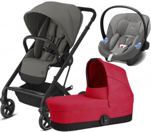 Cybex Balios S с автокреслом Aton M i-size | 3-в-1 (LUX Soho Grey на шасси Black | Rebel Red | Soho Grey)